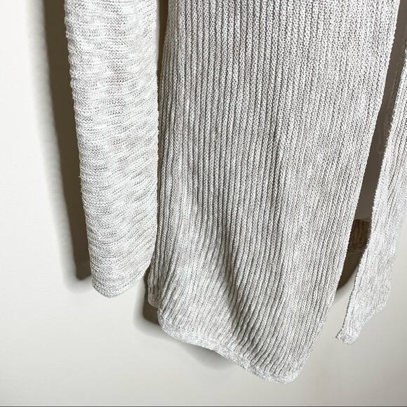 TAHARI oatmeal linen blend ribbed open long line cardigan women's size large - Picture 3 of 6